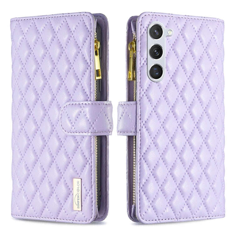 For Samsung Galaxy S25+ 5G Diamond Lattice Zipper Wallet Leather Flip Phone Case(Purple) - Galaxy S25+ 5G Cases by PMC TechLife | Online Shopping South Africa | PMC TechLife | Buy Now Pay Later Mobicred