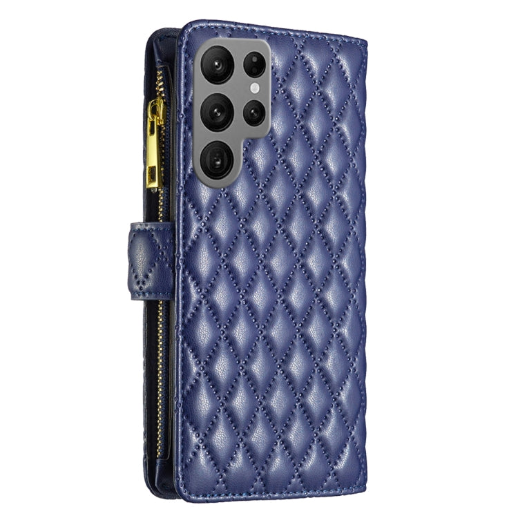 For Samsung Galaxy S25 Ultra 5G Diamond Lattice Zipper Wallet Leather Flip Phone Case(Blue) - Galaxy S25 Ultra 5G Cases by PMC TechLife | Online Shopping South Africa | PMC TechLife | Buy Now Pay Later Mobicred