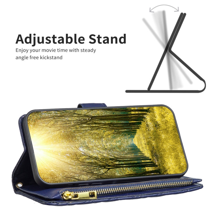 For Samsung Galaxy S25 Ultra 5G Diamond Lattice Zipper Wallet Leather Flip Phone Case(Blue) - Galaxy S25 Ultra 5G Cases by PMC TechLife | Online Shopping South Africa | PMC TechLife | Buy Now Pay Later Mobicred