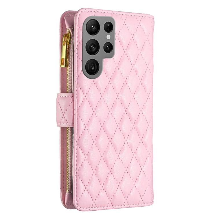 For Samsung Galaxy S25 Ultra 5G Diamond Lattice Zipper Wallet Leather Flip Phone Case(Pink) - free shipping - PMC TechLife - Order now!