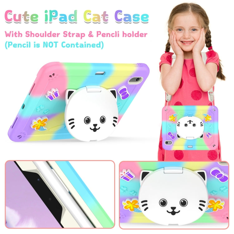 For iPad Air 11 2024 Cat Holder Silicone Hybrid PC Tablet Case with Strap(Colorful Purple) - iPad Air 11 2024 Cases by PMC Jewellery | Online Shopping South Africa | PMC Jewellery | Buy Now Pay Later Mobicred