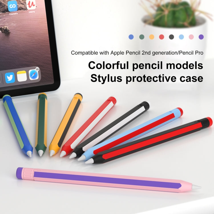 For Apple Pencil 2 / Pencil Pro Colorful Pencil Style Stylus Silicone Protective Case(Sapphire Blue Cyan) - Pencil Accessories by PMC Jewellery | Online Shopping South Africa | PMC Jewellery | Buy Now Pay Later Mobicred