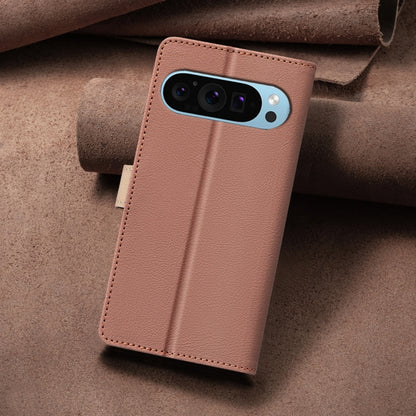 For Google Pixel 9 Color Matching RFID Anti-theft Leather Phone Case(Brown) - Google Cases by PMC Jewellery | Online Shopping South Africa | PMC Jewellery | Buy Now Pay Later Mobicred