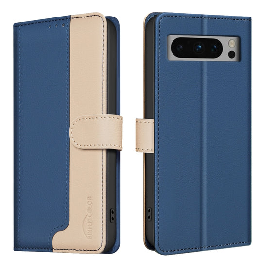 For Google Pixel 9 Pro Color Matching RFID Anti-theft Leather Phone Case(Blue) - Google Cases by PMC Jewellery | Online Shopping South Africa | PMC Jewellery | Buy Now Pay Later Mobicred