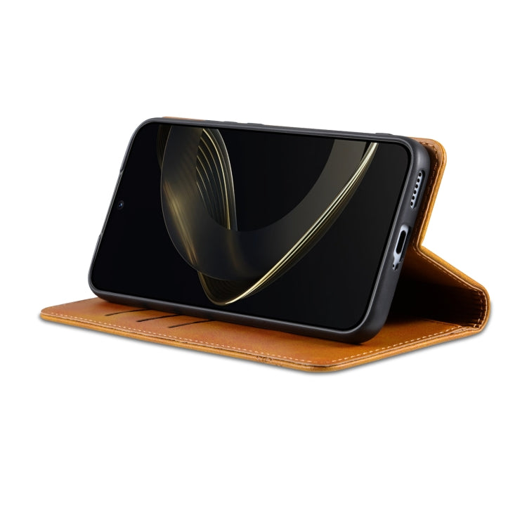 For Samsung Galaxy S25 Ultra 5G AZNS Magnetic Calf Texture Flip Leather Phone Case(Light Brown) - free shipping - PMC Jewellery - Order now!
