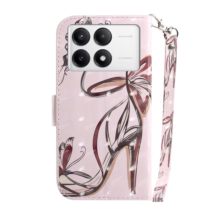 For Xiaomi Redmi K70 Pro / K70 3D Colored Flip Leather Phone Case(Butterfly High-heeled) - K70 Cases by PMC Jewellery | Online Shopping South Africa | PMC Jewellery | Buy Now Pay Later Mobicred