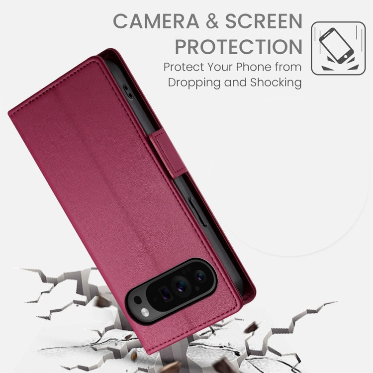 For Google Pixel 9 Pro Side Buckle Magnetic Frosted Leather Phone Case(Wine Red) - Google Cases by PMC Jewellery | Online Shopping South Africa | PMC Jewellery | Buy Now Pay Later Mobicred