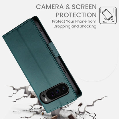 For Google Pixel 9 Pro Side Buckle Magnetic Frosted Leather Phone Case(Dark Green) - Google Cases by PMC Jewellery | Online Shopping South Africa | PMC Jewellery | Buy Now Pay Later Mobicred