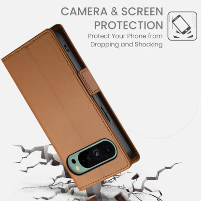 For Google Pixel 9 Side Buckle Magnetic Frosted Leather Phone Case(Brown) - Google Cases by PMC Jewellery | Online Shopping South Africa | PMC Jewellery | Buy Now Pay Later Mobicred