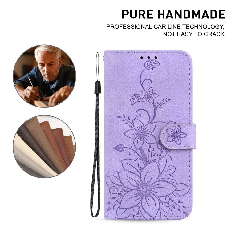 For Xiaomi Redmi K70 / K70 Pro Lily Embossed Leather Phone Case(Purple) - K70 Cases by PMC Jewellery | Online Shopping South Africa | PMC Jewellery | Buy Now Pay Later Mobicred