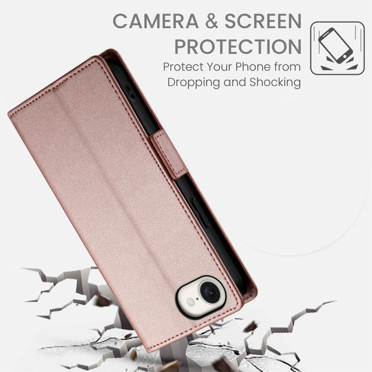 For iPhone SE 2024 Side Buckle Magnetic Frosted Leather Phone Case(Rose Gold) - More iPhone Cases by PMC Jewellery | Online Shopping South Africa | PMC Jewellery | Buy Now Pay Later Mobicred