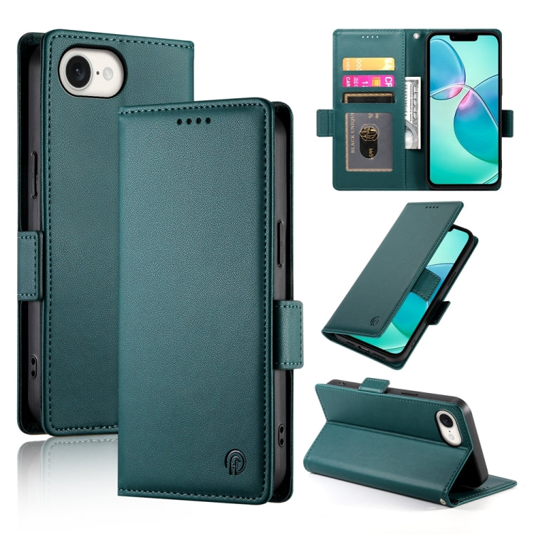 For iPhone SE 2024 Side Buckle Magnetic Frosted Leather Phone Case(Dark Green) - More iPhone Cases by PMC Jewellery | Online Shopping South Africa | PMC Jewellery | Buy Now Pay Later Mobicred