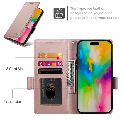 For iPhone 16 Pro Max Side Buckle Magnetic Frosted Leather Phone Case(Rose Gold) - iPhone 16 Pro Max Cases by PMC Jewellery | Online Shopping South Africa | PMC Jewellery | Buy Now Pay Later Mobicred