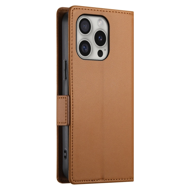 For iPhone 16 Pro Side Buckle Magnetic Frosted Leather Phone Case(Brown) - iPhone 16 Pro Cases by PMC Jewellery | Online Shopping South Africa | PMC Jewellery | Buy Now Pay Later Mobicred