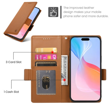 For iPhone 16 Pro Side Buckle Magnetic Frosted Leather Phone Case(Brown) - iPhone 16 Pro Cases by PMC Jewellery | Online Shopping South Africa | PMC Jewellery | Buy Now Pay Later Mobicred