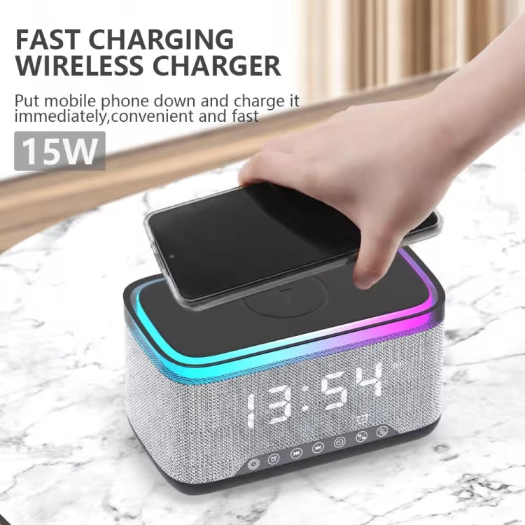 AEC S300 Portable 10W Power Multifunction Bluetooth Speaker Alarm Clock Wireless Charger(Black) - Desktop Speaker by AEC | Online Shopping South Africa | PMC Jewellery | Buy Now Pay Later Mobicred