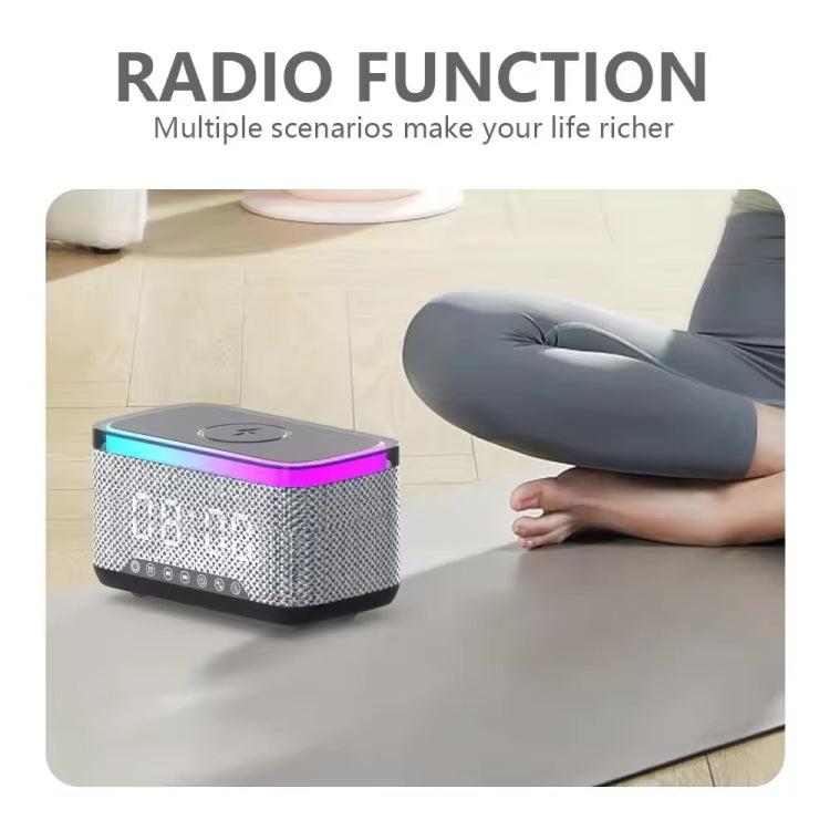 AEC S300 Portable 10W Power Multifunction Bluetooth Speaker Alarm Clock Wireless Charger(Black) - free shipping - PMC Jewellery - Order now!