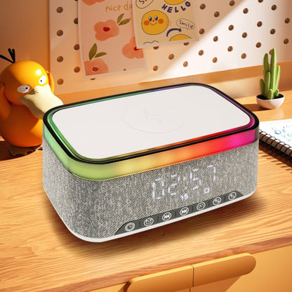 AEC S300 Portable 10W Power Multifunction Bluetooth Speaker Alarm Clock Wireless Charger(White) - Desktop Speaker by AEC | Online Shopping South Africa | PMC Jewellery | Buy Now Pay Later Mobicred