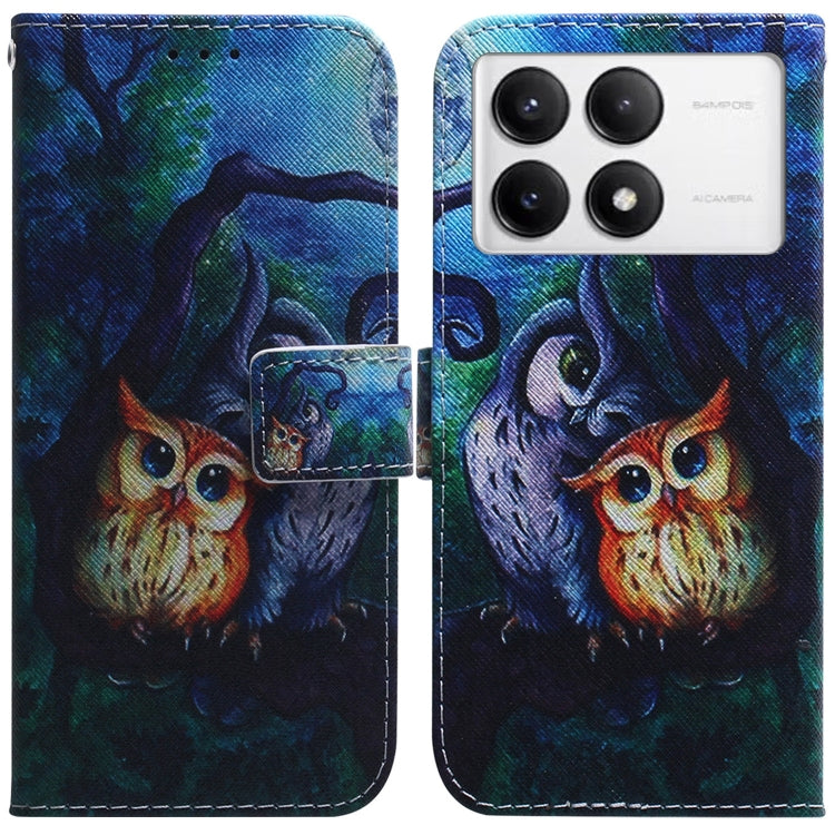 For Xiaomi Redmi K70 Pro / K70 Coloured Drawing Flip Leather Phone Case(Oil Painting Owl) - K70 Cases by PMC Jewellery | Online Shopping South Africa | PMC Jewellery | Buy Now Pay Later Mobicred