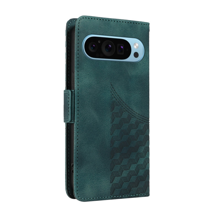 For Google Pixel 9 / 9 Pro Embossed Rhombus Starry Leather Phone Case(Green) - Google Cases by PMC Jewellery | Online Shopping South Africa | PMC Jewellery | Buy Now Pay Later Mobicred