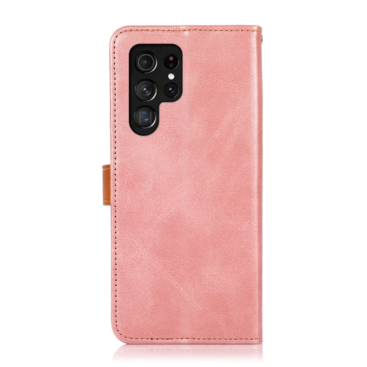 For Samsung Galaxy S25 Ultra 5G KHAZNEH Dual-color Cowhide Texture Flip Leather Phone Case(Rose Gold) - Galaxy S25 Ultra 5G Cases by PMC TechLife | Online Shopping South Africa | PMC TechLife | Buy Now Pay Later Mobicred