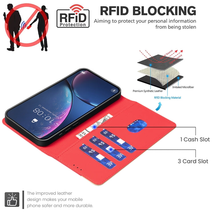 For iPhone 16 Color Matching RFID Anti-theft Leather Phone Case(Red) - iPhone 16 Cases by PMC Jewellery | Online Shopping South Africa | PMC Jewellery | Buy Now Pay Later Mobicred