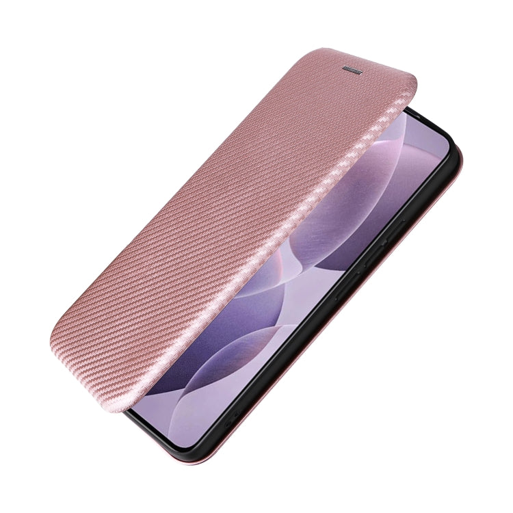 For Redmi K70 Carbon Fiber Texture Flip Leather Phone Case(Pink) - K70 Cases by PMC Jewellery | Online Shopping South Africa | PMC Jewellery | Buy Now Pay Later Mobicred