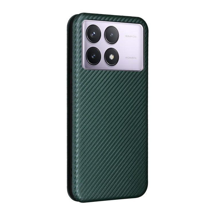 For Redmi K70 Carbon Fiber Texture Flip Leather Phone Case(Green) - K70 Cases by PMC Jewellery | Online Shopping South Africa | PMC Jewellery | Buy Now Pay Later Mobicred