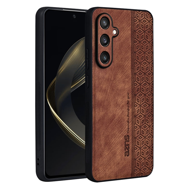 For Samsung Galaxy S24 FE 5G AZNS 3D Embossed Skin Feel Phone Case(Brown) - free shipping - PMC Jewellery - Order now!