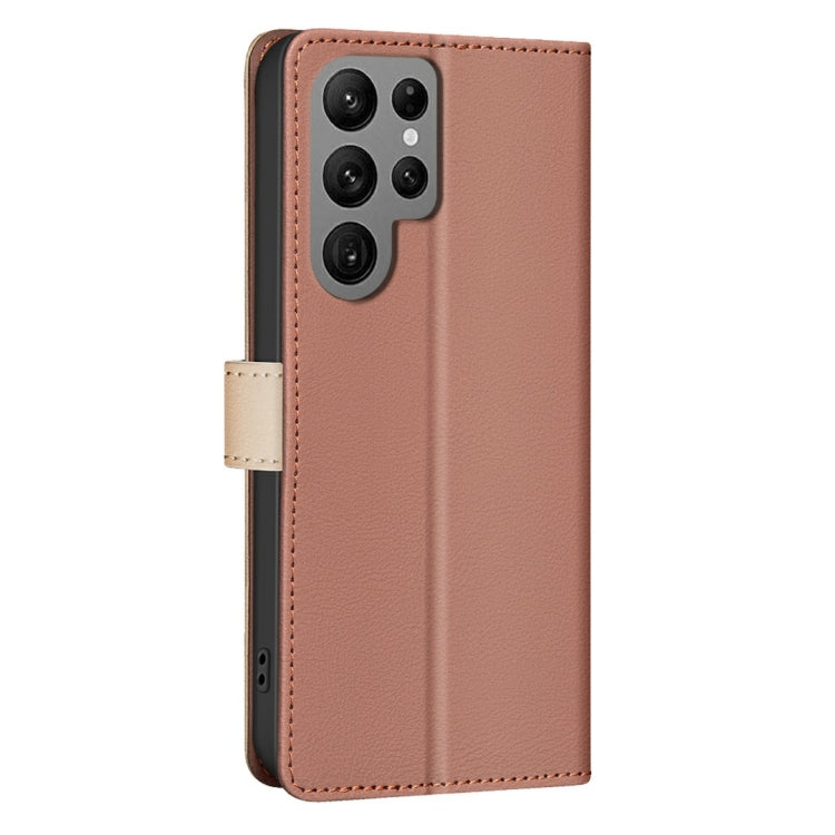 For Samsung Galaxy S25 Ultra 5G Color Matching RFID Anti-theft Leather Phone Case(Brown) - Galaxy S25 Ultra 5G Cases by PMC TechLife | Online Shopping South Africa | PMC TechLife | Buy Now Pay Later Mobicred