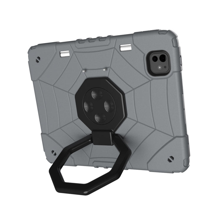 For iPad Pro 11 2024 Spider Turntable Handle Stress Relief Tablet Case(Grey Black) - iPad Pro 11 2024 Cases by PMC TechLife | Online Shopping South Africa | PMC TechLife | Buy Now Pay Later Mobicred