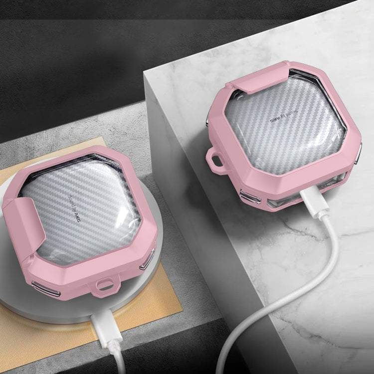 For Samsung Galaxy Buds2 / Live / Pro / FE Transparent Carbon Fiber TPU Hybrid PC Case with Hook & Holder(White) - free shipping - PMC Jewellery - Order now!