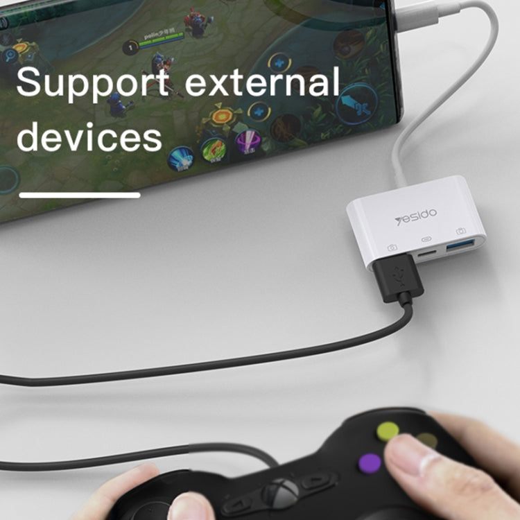 Yesido GS17 USB-C / Type-C to Dual USB + USB-C / Type-C OTG Adapter(White) - free shipping - PMC Jewellery - Order now!