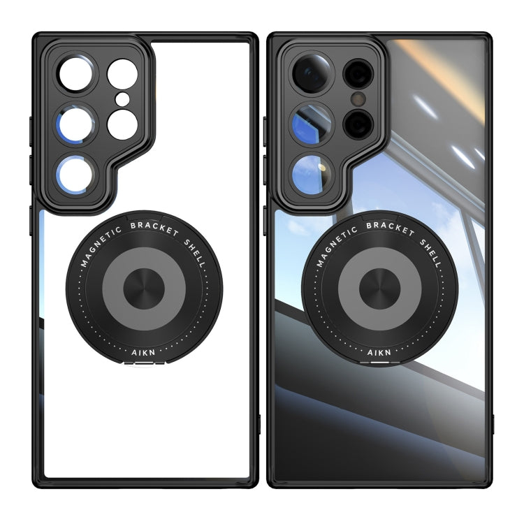 For Samsung Galaxy S25 Ultra 5G 360 Holder MagSafe Acrylic Hybrid TPU Phone Case(Black) - Galaxy S25 Ultra 5G Cases by PMC TechLife | Online Shopping South Africa | PMC TechLife | Buy Now Pay Later Mobicred