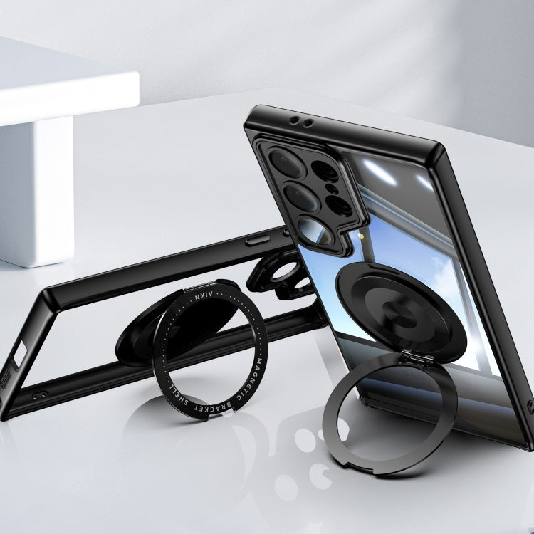 For Samsung Galaxy S25 Ultra 5G 360 Holder MagSafe Acrylic Hybrid TPU Phone Case(Black) - Galaxy S25 Ultra 5G Cases by PMC TechLife | Online Shopping South Africa | PMC TechLife | Buy Now Pay Later Mobicred