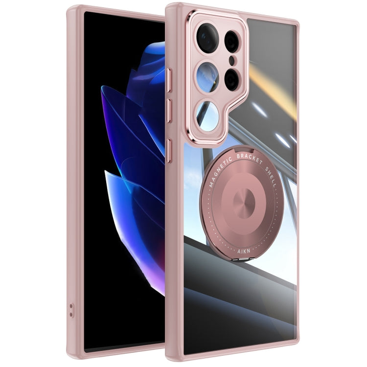 For Samsung Galaxy S25 Ultra 5G 360 Holder MagSafe Acrylic Hybrid TPU Phone Case(Pink) - free shipping - PMC TechLife - Order now!