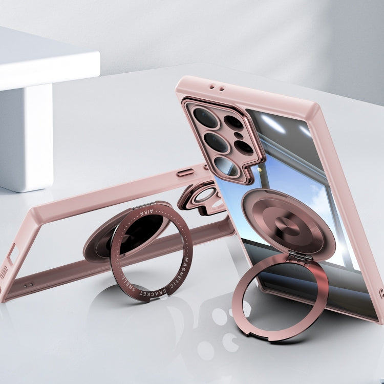 For Samsung Galaxy S25 Ultra 5G 360 Holder MagSafe Acrylic Hybrid TPU Phone Case(Pink) - free shipping - PMC TechLife - Order now!