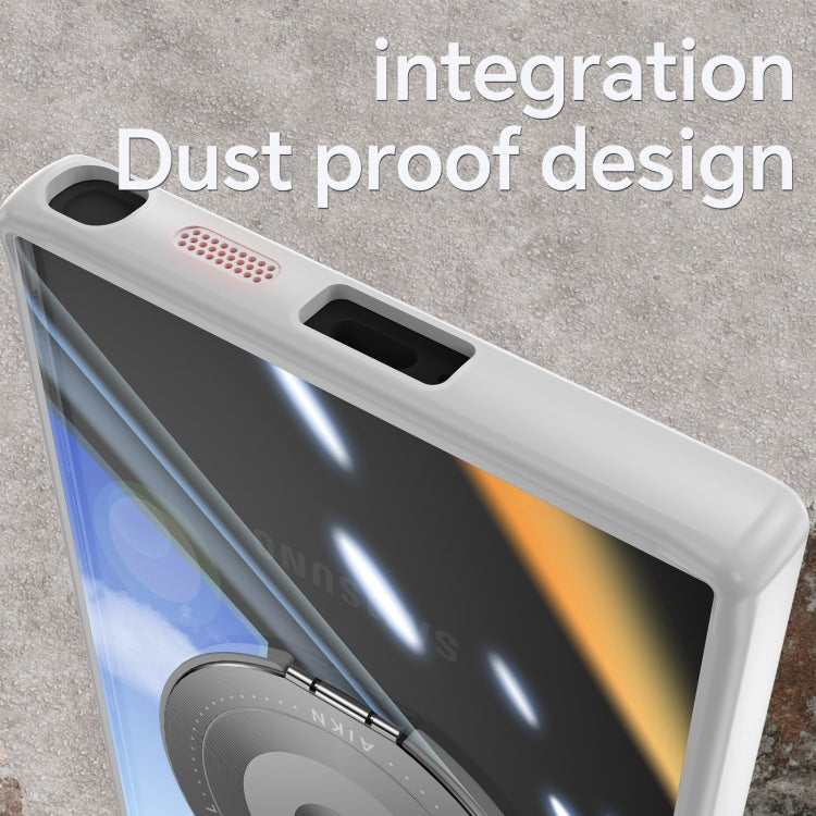 For Samsung Galaxy S25 Ultra 5G 360 Holder MagSafe Acrylic Hybrid TPU Phone Case(Grey) - Galaxy S25 Ultra 5G Cases by PMC Jewellery | Online Shopping South Africa | PMC Jewellery | Buy Now Pay Later Mobicred