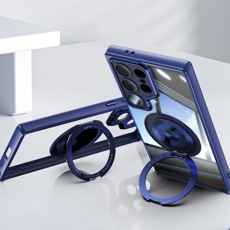 For Samsung Galaxy S25 Ultra 5G 360 Holder MagSafe Acrylic Hybrid TPU Phone Case(Blue) - Galaxy S25 Ultra 5G Cases by PMC Jewellery | Online Shopping South Africa | PMC Jewellery | Buy Now Pay Later Mobicred