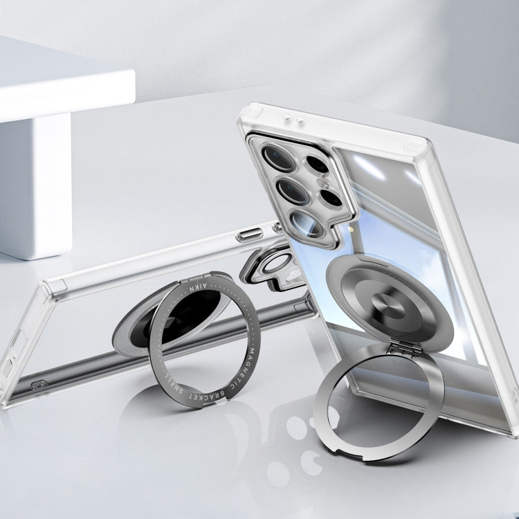 For Samsung Galaxy S25 Ultra 5G 360 Holder MagSafe Acrylic Hybrid TPU Phone Case(Frosted White) - Galaxy S25 Ultra 5G Cases by PMC TechLife | Online Shopping South Africa | PMC TechLife | Buy Now Pay Later Mobicred