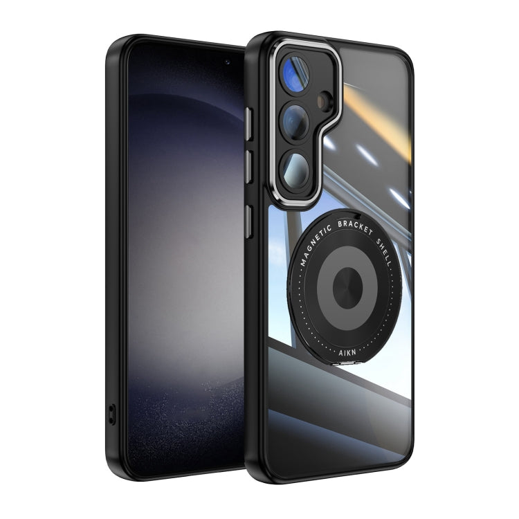 For Samsung Galaxy S25+ 5G 360 Holder MagSafe Acrylic Hybrid TPU Phone Case(Black) - Galaxy S25+ 5G Cases by PMC TechLife | Online Shopping South Africa | PMC TechLife | Buy Now Pay Later Mobicred