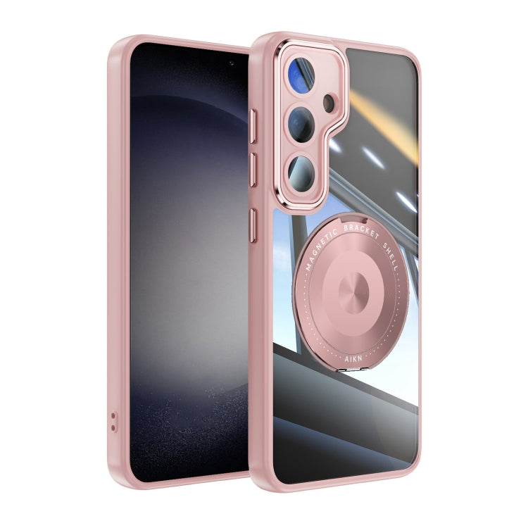 For Samsung Galaxy S25+ 5G 360 Holder MagSafe Acrylic Hybrid TPU Phone Case(Pink) - Galaxy S25+ 5G Cases by PMC TechLife | Online Shopping South Africa | PMC TechLife | Buy Now Pay Later Mobicred