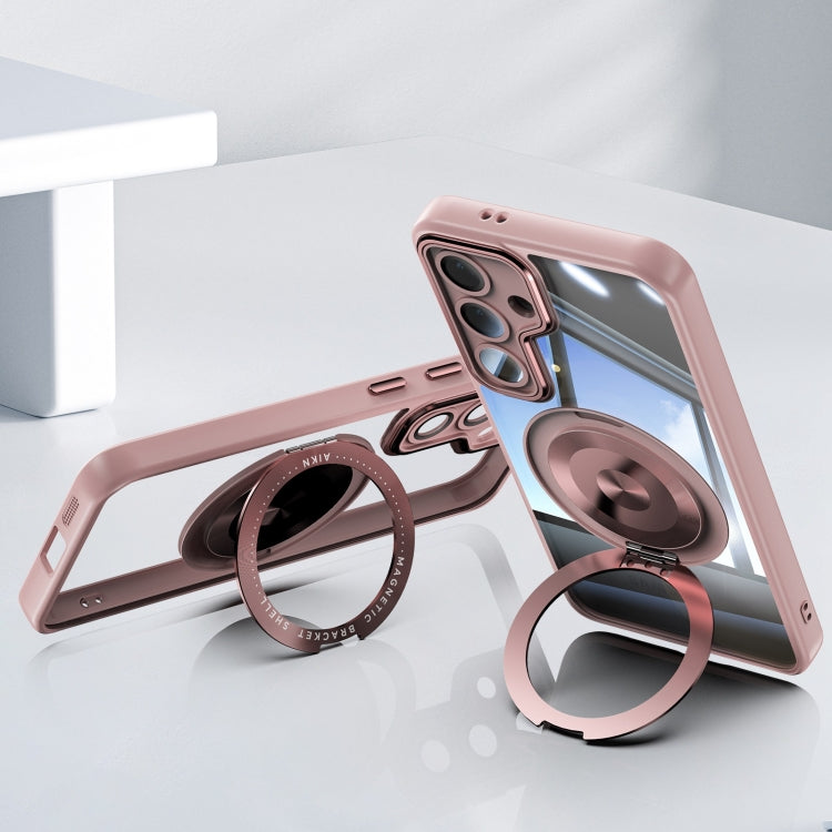 For Samsung Galaxy S25+ 5G 360 Holder MagSafe Acrylic Hybrid TPU Phone Case(Pink) - Galaxy S25+ 5G Cases by PMC TechLife | Online Shopping South Africa | PMC TechLife | Buy Now Pay Later Mobicred
