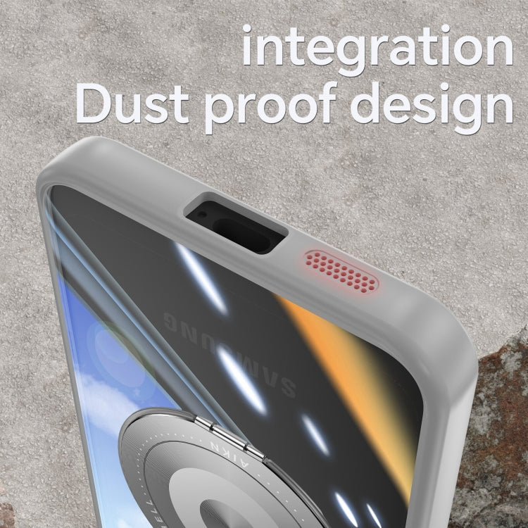 For Samsung Galaxy S25+ 5G 360 Holder MagSafe Acrylic Hybrid TPU Phone Case(Grey) - Galaxy S25+ 5G Cases by PMC Jewellery | Online Shopping South Africa | PMC Jewellery | Buy Now Pay Later Mobicred