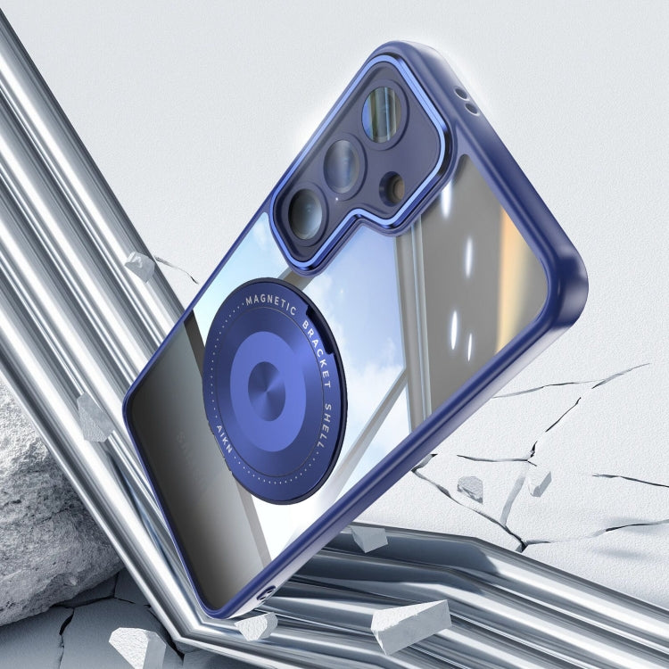 For Samsung Galaxy S25 5G 360 Holder MagSafe Acrylic Hybrid TPU Phone Case(Blue) - free shipping - PMC Jewellery - Order now!