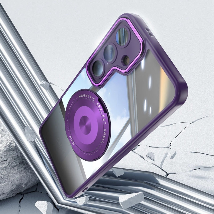 For Samsung Galaxy S25 5G 360 Holder MagSafe Acrylic Hybrid TPU Phone Case(Purple) - Galaxy S25 5G Cases by PMC TechLife | Online Shopping South Africa | PMC TechLife | Buy Now Pay Later Mobicred
