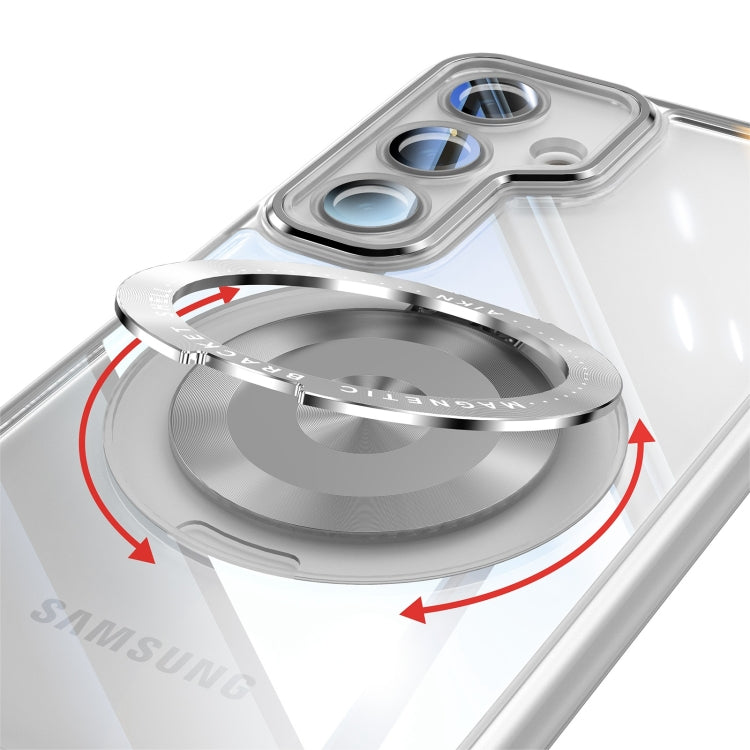 For Samsung Galaxy S25 5G 360 Holder MagSafe Acrylic Hybrid TPU Phone Case(Frosted White) - Galaxy S25 5G Cases by PMC TechLife | Online Shopping South Africa | PMC TechLife | Buy Now Pay Later Mobicred
