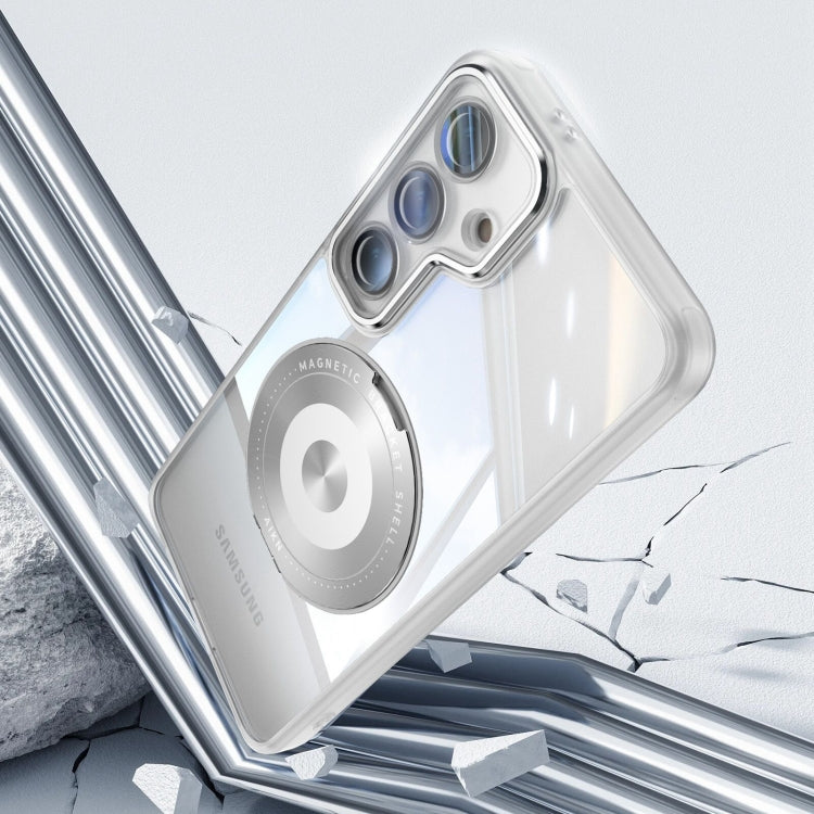 For Samsung Galaxy S25 5G 360 Holder MagSafe Acrylic Hybrid TPU Phone Case(Frosted White) - Galaxy S25 5G Cases by PMC TechLife | Online Shopping South Africa | PMC TechLife | Buy Now Pay Later Mobicred