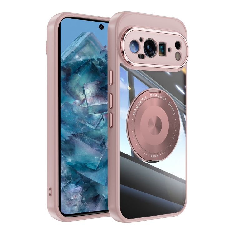 For Google Pixel 9 Pro 360 Holder Magsafe Acrylic Hybrid TPU Phone Case(Pink) - Google Cases by PMC TechLife | Online Shopping South Africa | PMC TechLife | Buy Now Pay Later Mobicred
