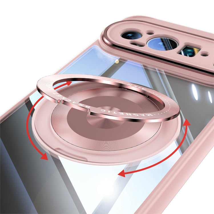 For Google Pixel 9 Pro 360 Holder Magsafe Acrylic Hybrid TPU Phone Case(Pink) - Google Cases by PMC TechLife | Online Shopping South Africa | PMC TechLife | Buy Now Pay Later Mobicred